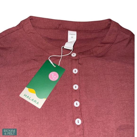 Halara Women’s Henley Neck High Low Curved Hem Top Brown Size Medium NEW/NWT!! - Picture 9 of 12